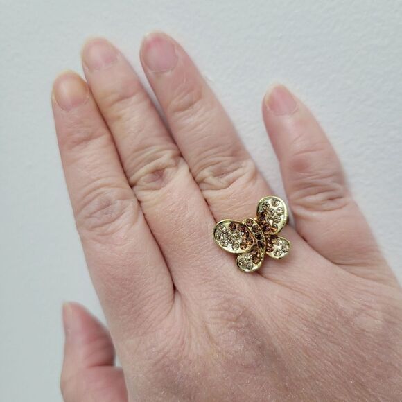 3/$20 Vintage Gold Tone Butterfly Adjustable Ring - Picture 2 of 7